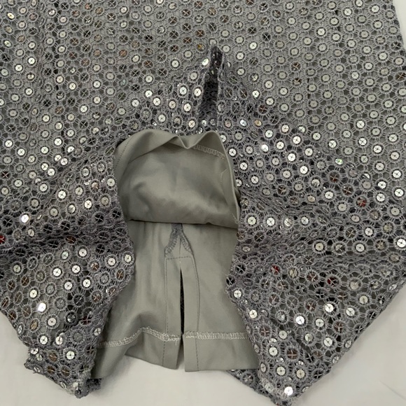 Black Label By Chico’s Dress Size 8 Silver Sequin Crochet Sheath Cocktail Party - Picture 15 of 15